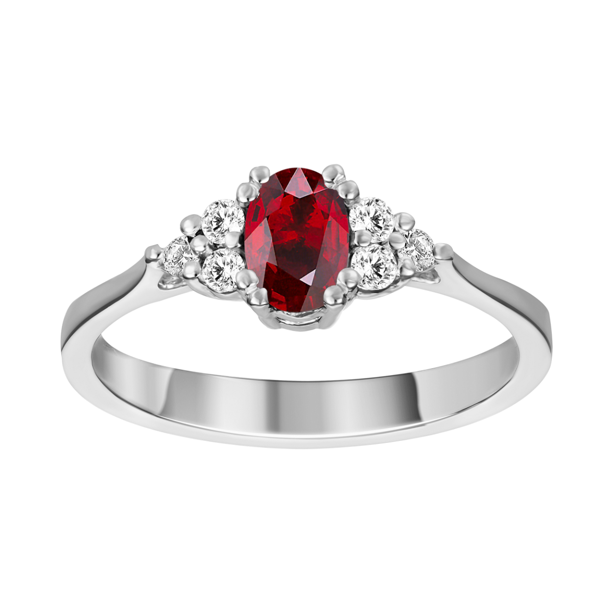Anel de rubí e diamantes