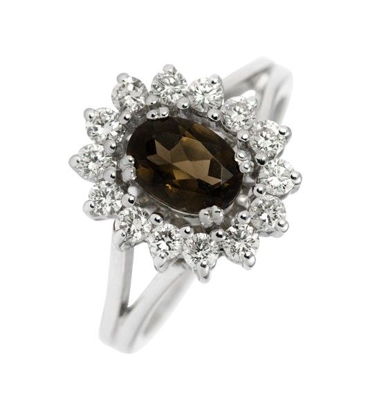 Anillo de diamantes CUARZO FUMÉE