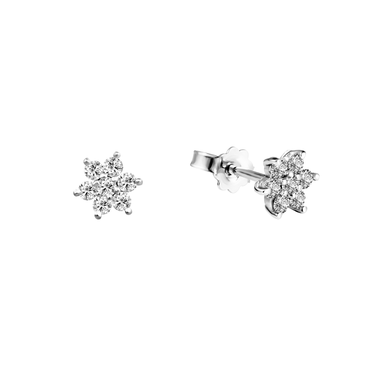 Brincos de diamantes curtos em ouro branco