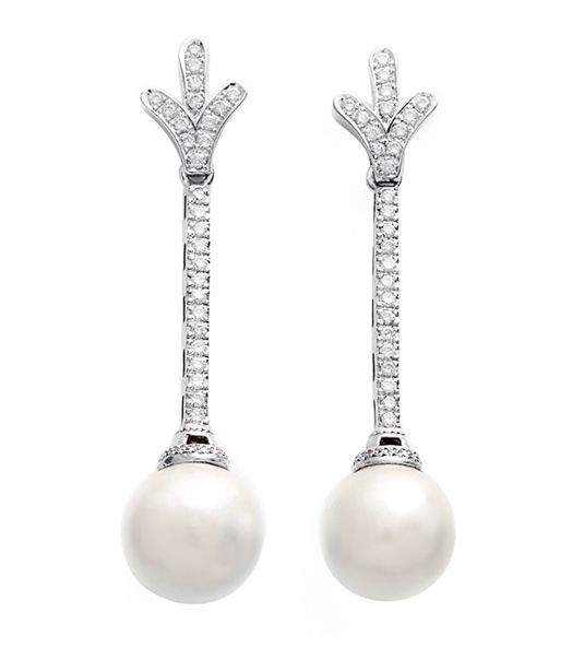 BRINCOS DE PEROLAS E DIAMANTES ROCIO