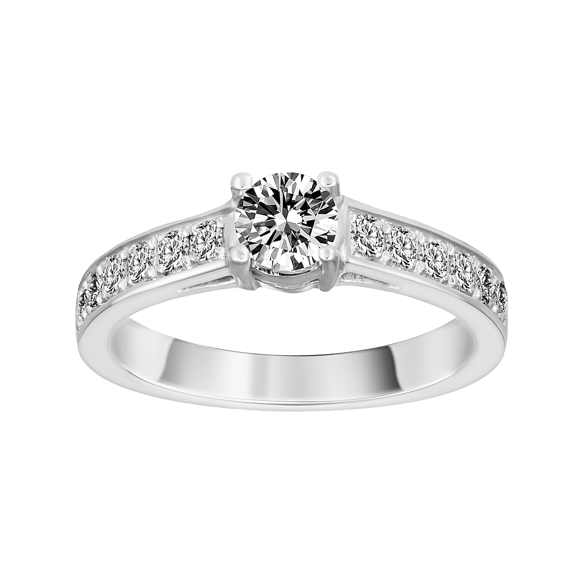Solitario de diamantes en oro blanco