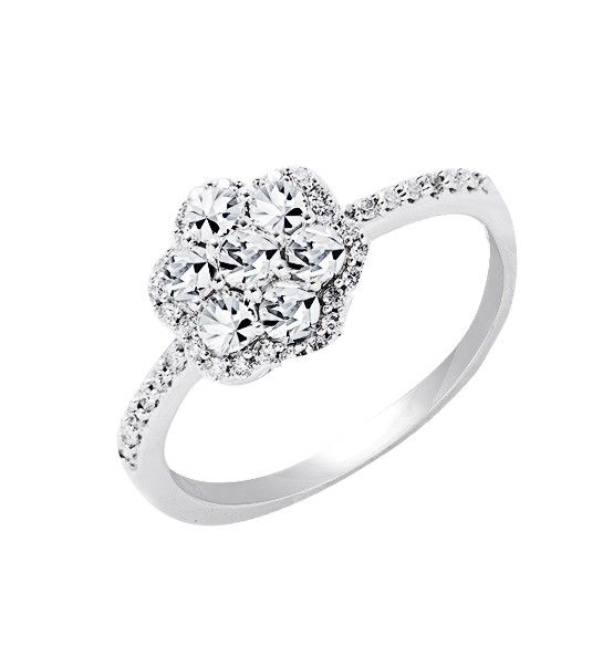 Anel de diamante ouro branco