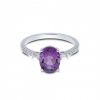anillo de amatista y diamantes en oro blanco