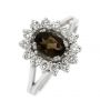 Anillo de diamantes con cuarzo fumée en oro blanco