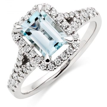 Anillos de diamantes y aguamarina DESSY