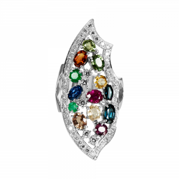 Anillo de diamantes y piedras preciosas ATENEA