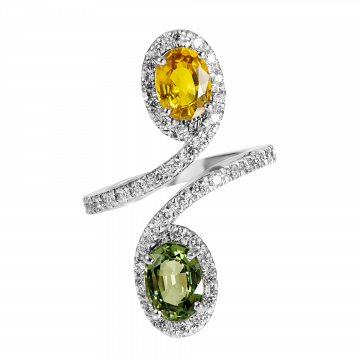 Anillo de diamantes y piedras de color OLIMPO