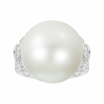 Anel de pérolas e diamantes YAKARTA