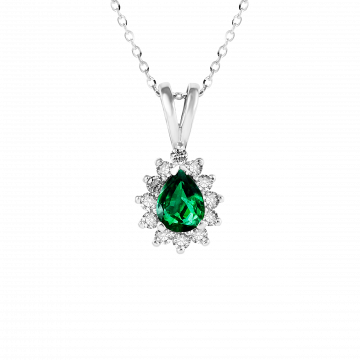 Colgante de esmeralda y diamantes en oro blanco ORLA