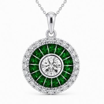Colgante de granate verde y diamantes Ojo de Perdiz 