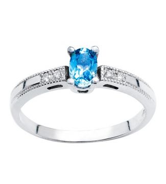 Anillo de diamantes aguamarina EGEO