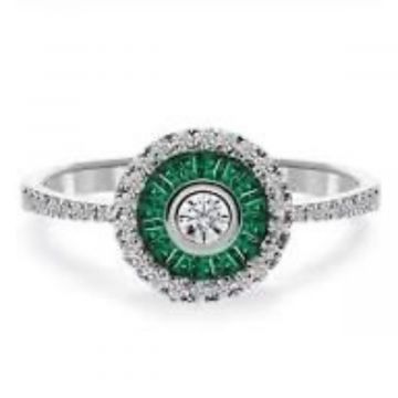 Anillo de granate verde y diamantes OJO de Perdiz