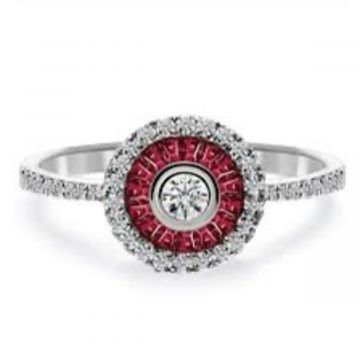 Anillo de rubi y diamantes OJO de Perdiz