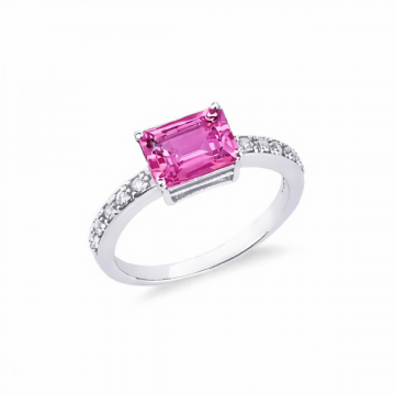 Anillo de diamantes y turmalina rosa Oporto