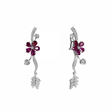 Brincos de diamantes e rubí SUMATRA 