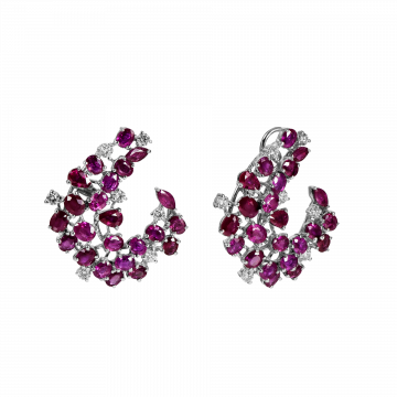 Brincos de rubi e diamantes INDONESIA
