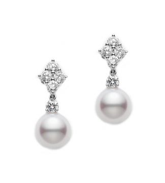Brincos de perolas e diamantes MILAN