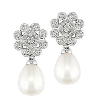 Pendientes de perlas y diamantes Tuvalu