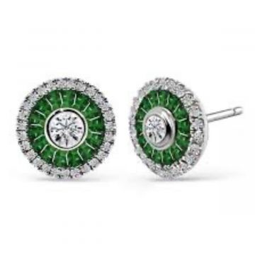 Pendientes de granate verde y diamantes 