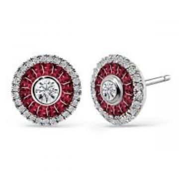 Pendientes de rubi y diamantes 