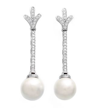 Brincos de perolas e diamantes em ouro branco ROCIO
