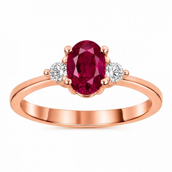 Anillo rubí y diamantes Luxemburgo oro rosa