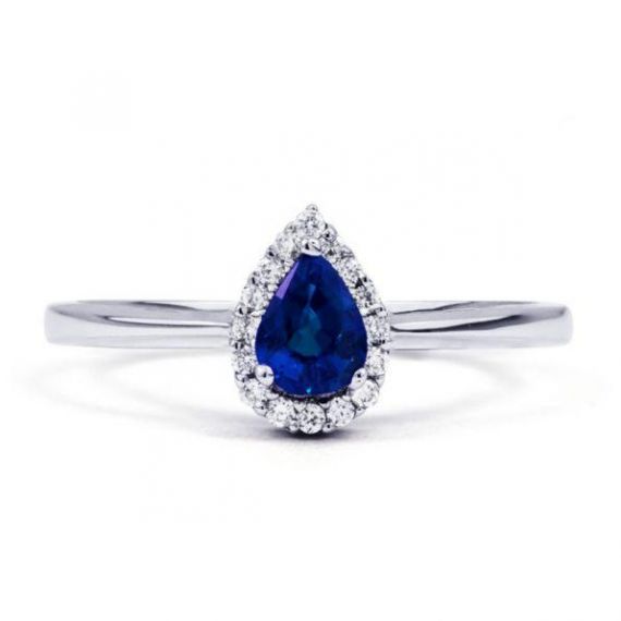 anel de safira e diamantes