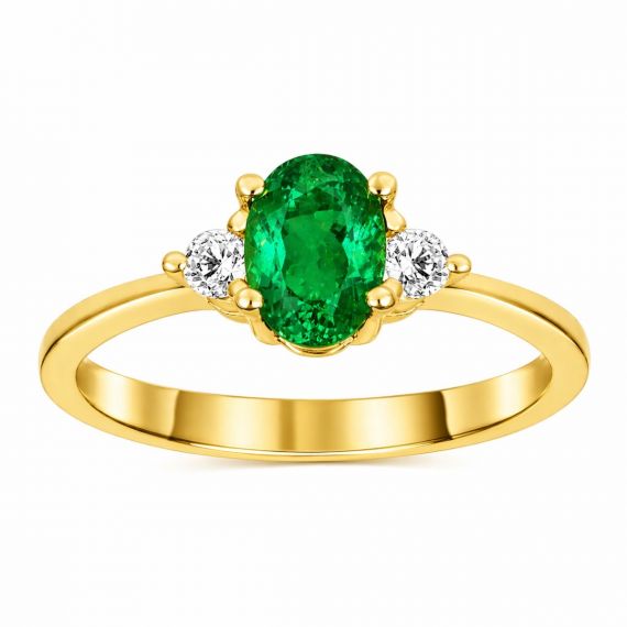 Anillo de esmeralda y diamantes Luxemburgo oro amarillo