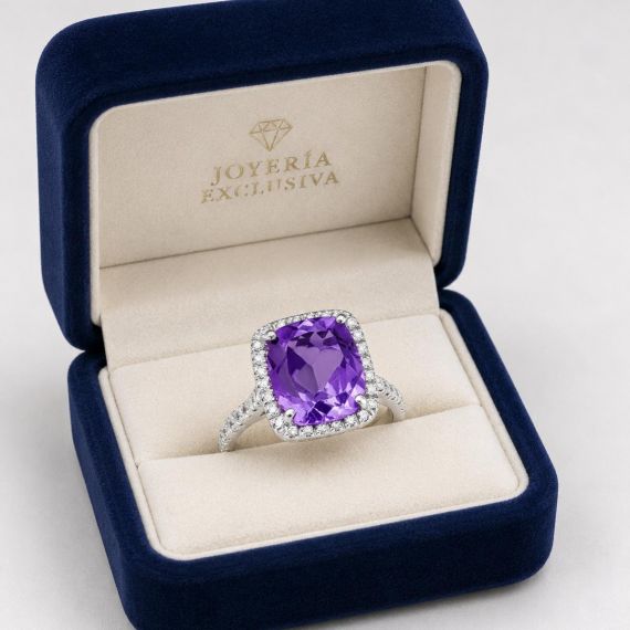 Anillo de amatista y diamantes Brisa estuche