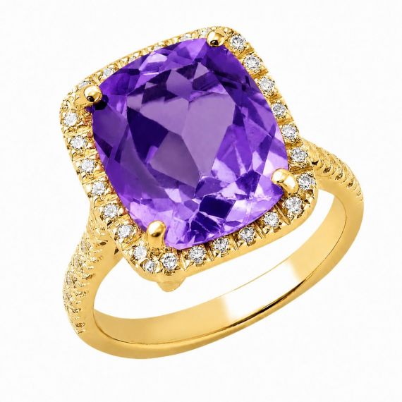 Anillo de amatista y diamantes Brisa oro amarillo