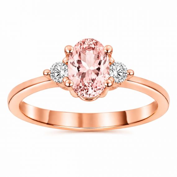 Anillo de morganita y diamantes Luxemburgo oro rosa