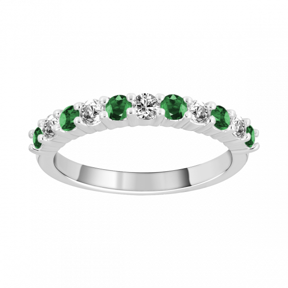 Anillo de esmeralda y diamantes oro blanco