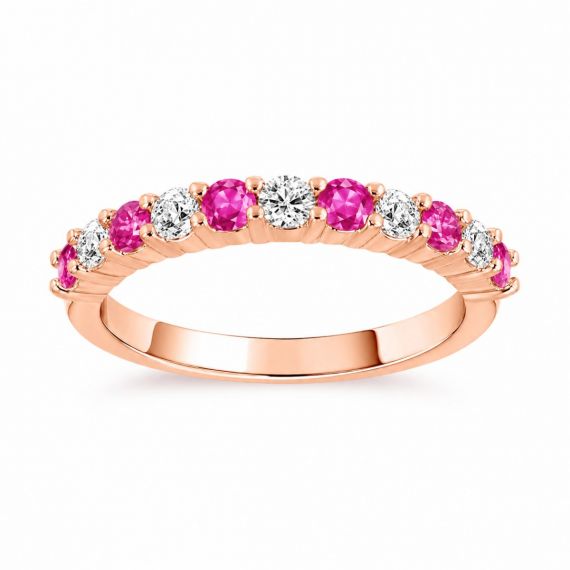 Anillo de zafiro rosa y diamantes oro rosa