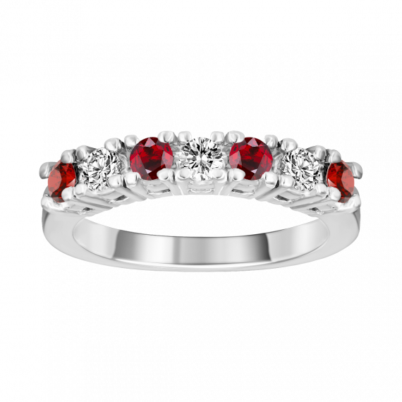 Anillo de rubí y diamantes oro blanco