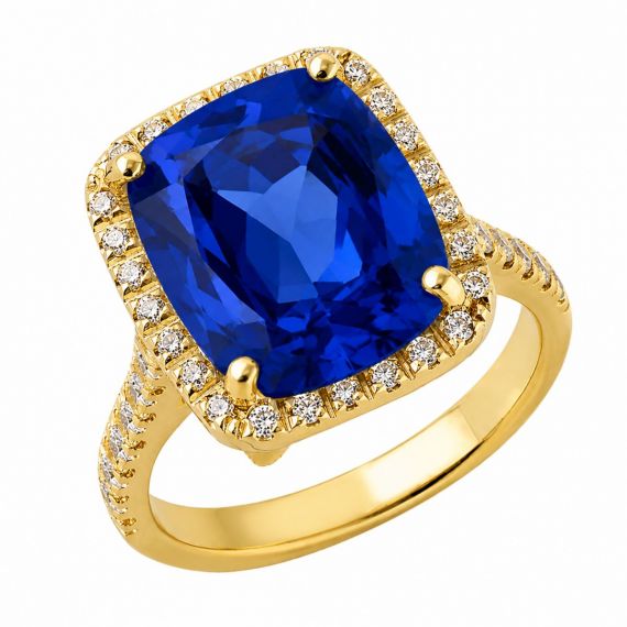 Anillo de topacio London Blu y diamantes Brisa oro amarillo