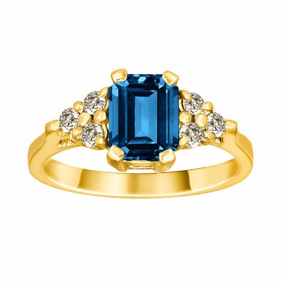 Anillo de topacio y diamantes Cauca oro amarillo