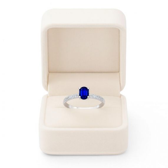 Anillo de zafiro y diamantes Ceylán estuche