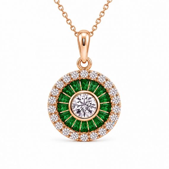 Colgante de granate verde y diamantes Ojo de Perdiz oro amarillo