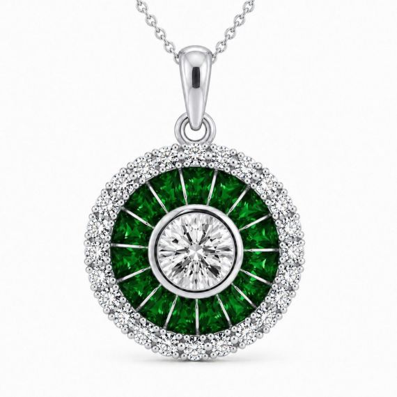 Colgante de granate verde y diamantes Ojo de Perdiz 