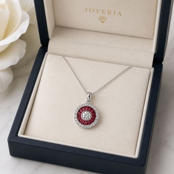 Colgante de rubí y diamantes Ojo de Perdiz estuche