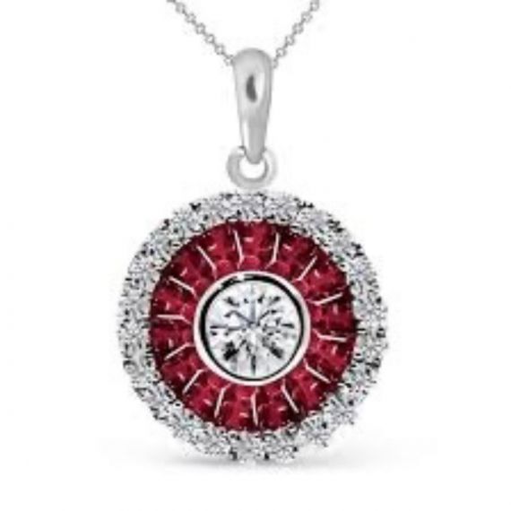 Colgante de rubí y diamantes Ojo de Perdiz oro blanco