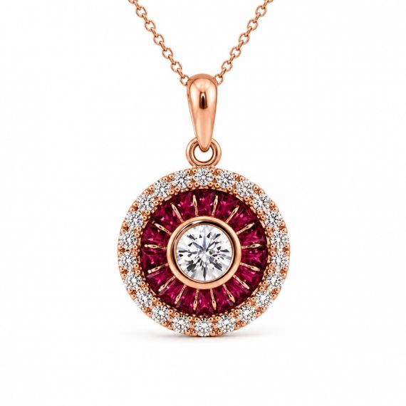 Colgante de rubí y diamantes Ojo de Perdiz oro rosa