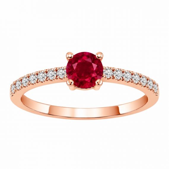 Anillo de rubí y diamantes Gadea oro rosa