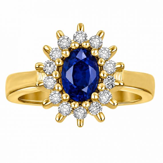 Anillo de zafiro y diamantes Ibague oro amarillo