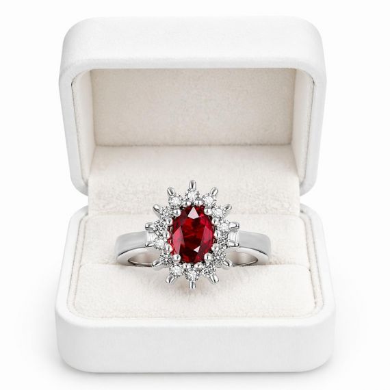 Anillo de rubí y diamantes Ibague estuche
