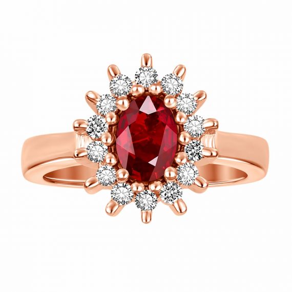 Anillo de rubí y diamantes Ibague oro rosa