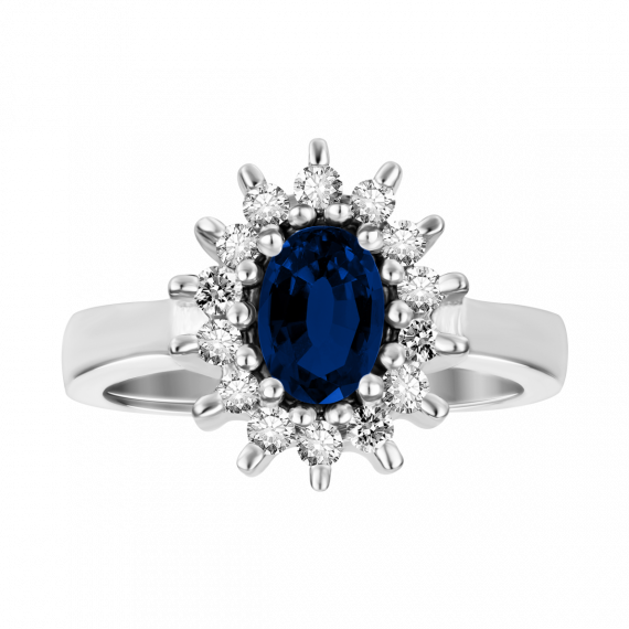 anillo de zafiro y  diamantes 