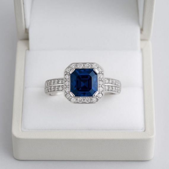 Anillo de tanzanita y diamantes Iguazu estuche