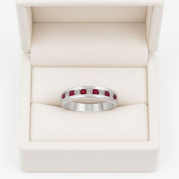 Anillo de rubí y diamantes IMADI estuche