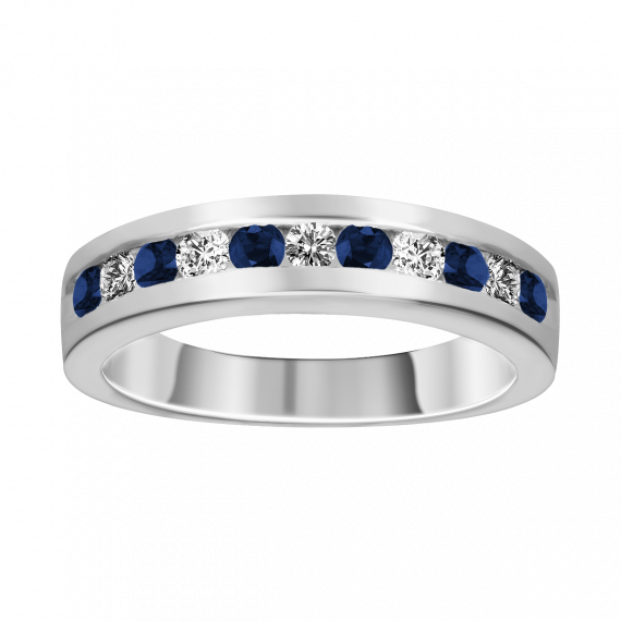 Anillo de zafiro y diamantes oro blanco